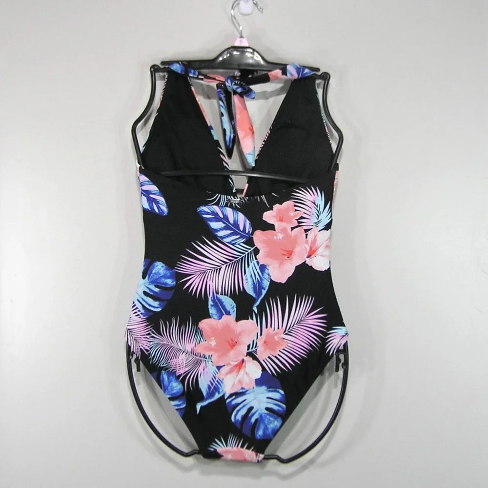 NWT DKNY ONE PIECE SWIMSUIT/MEDIUM HALTER FLORAL - Picture 7 of 7
